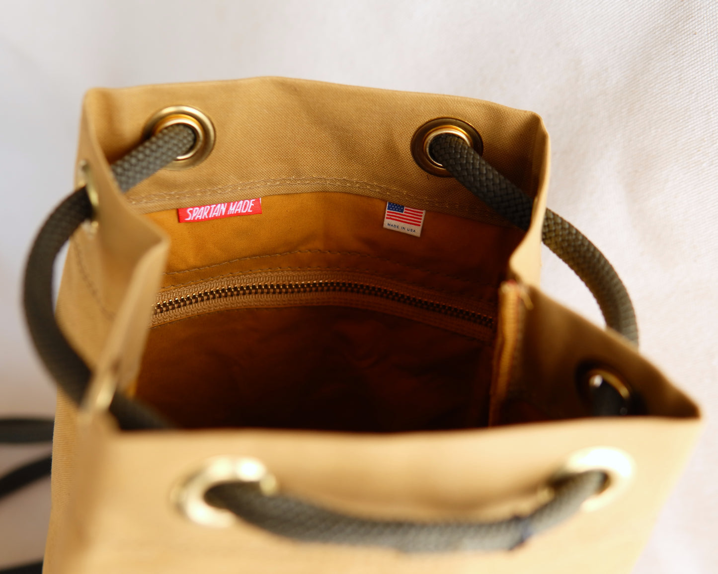 Bucket Bag in Tan Waxed Canvas