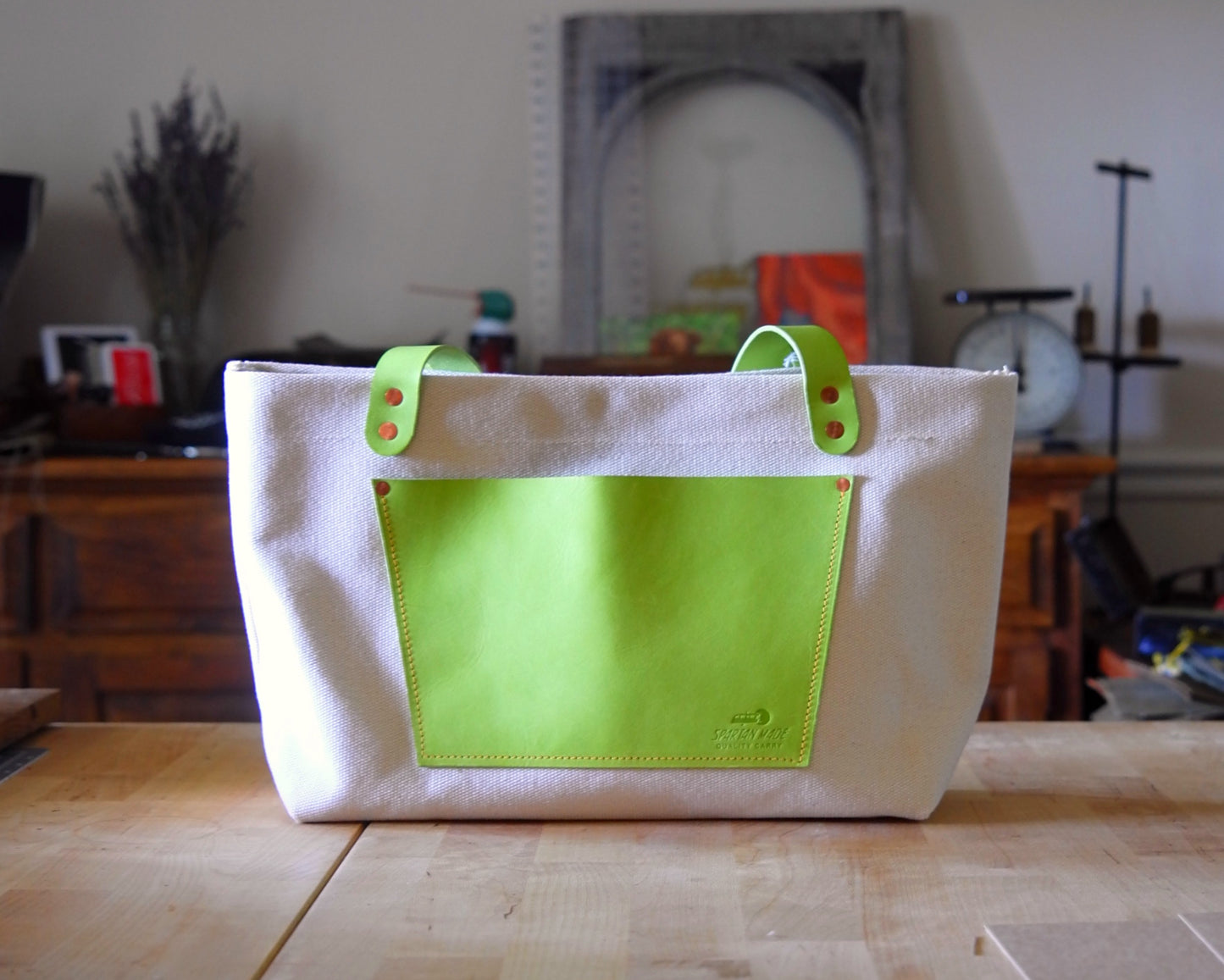 Small Market Tote in Lime