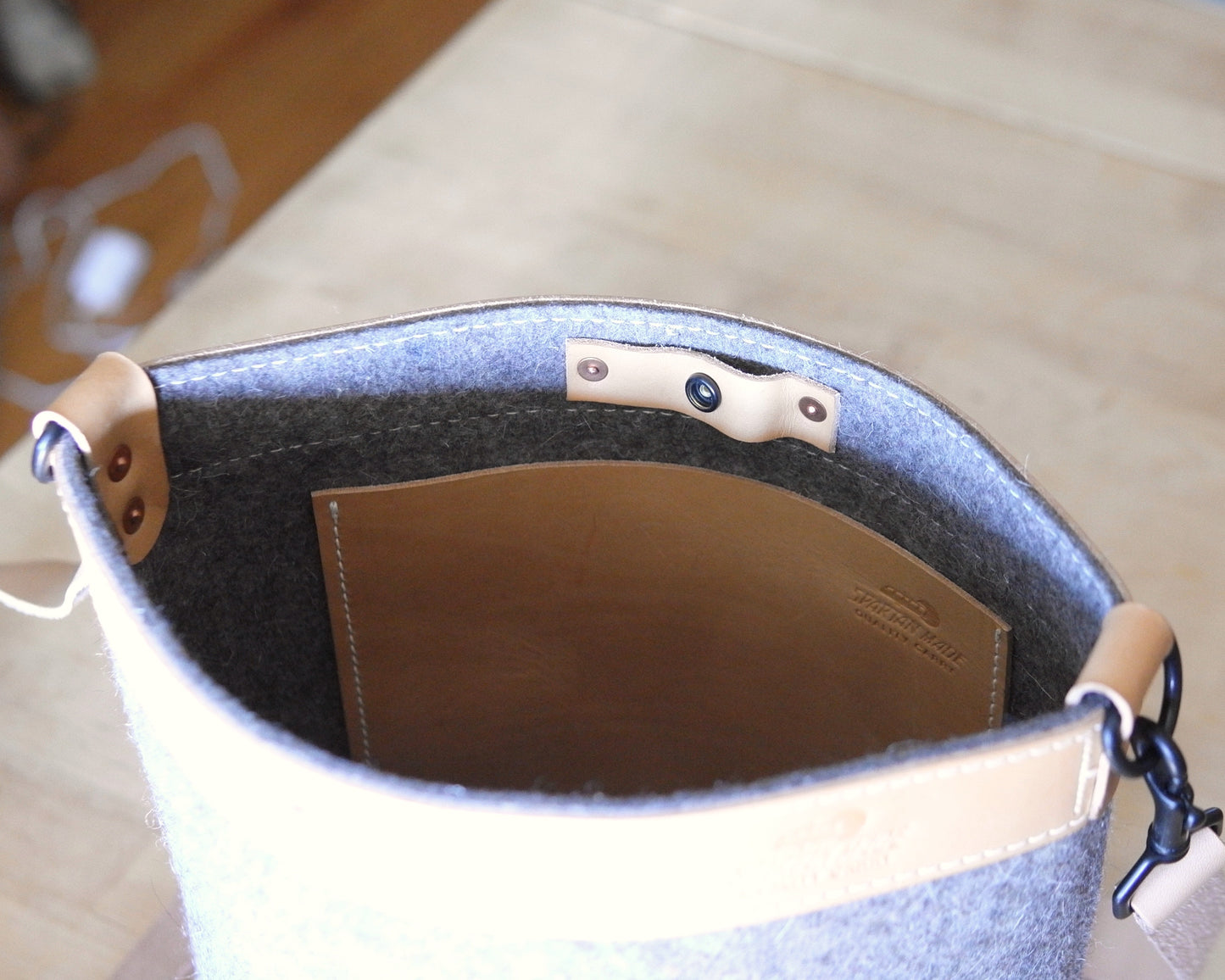 Station Tote - Brown Felt Crossbody