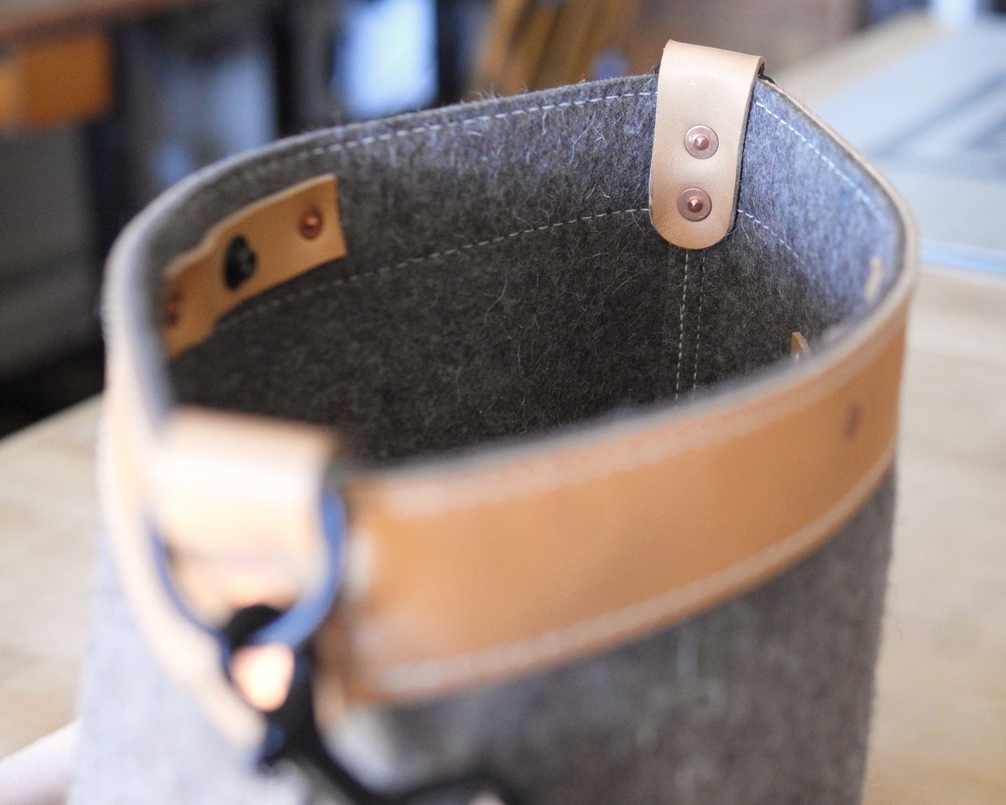 Station Tote - Brown Felt Crossbody