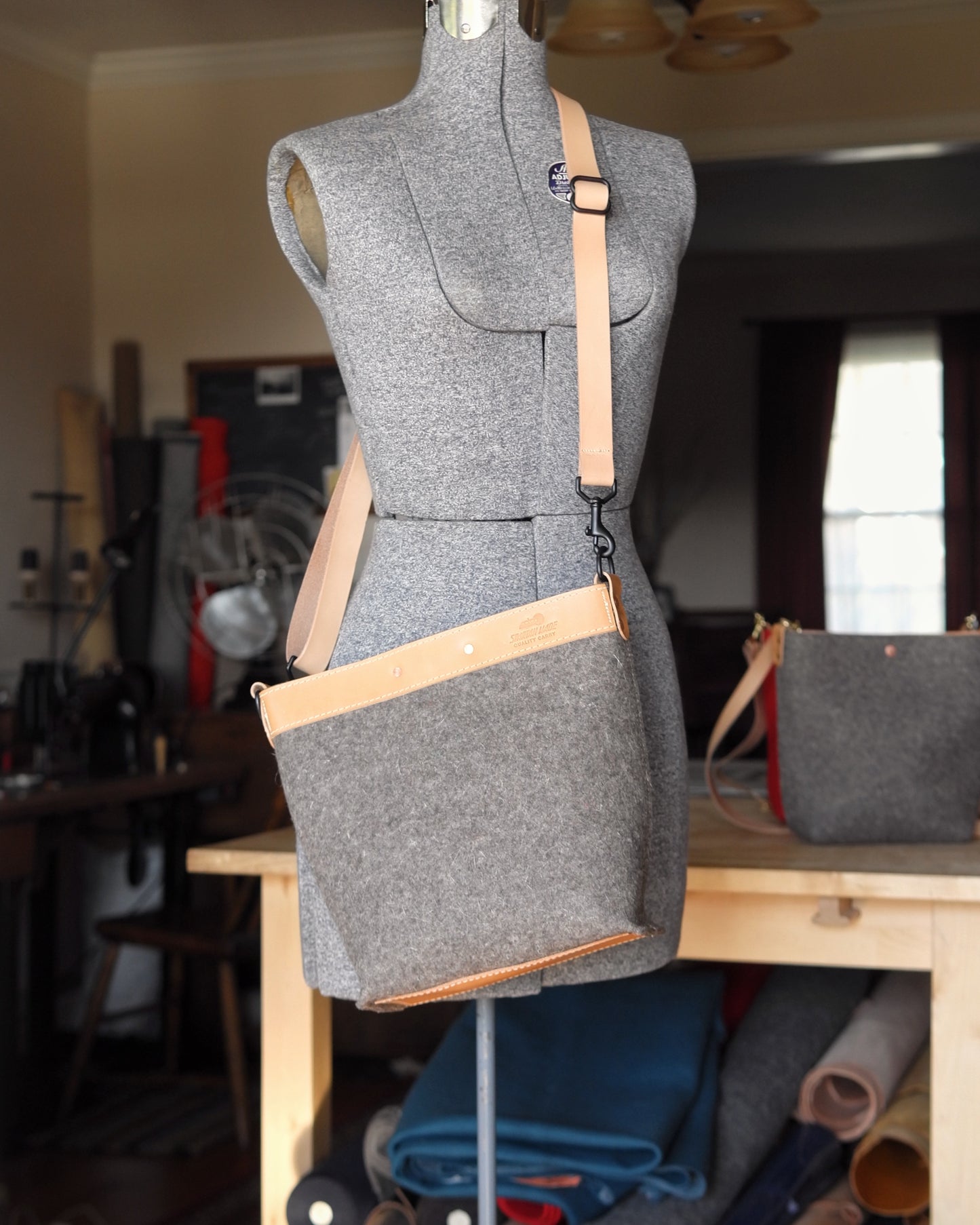 Station Tote - Brown Felt Crossbody