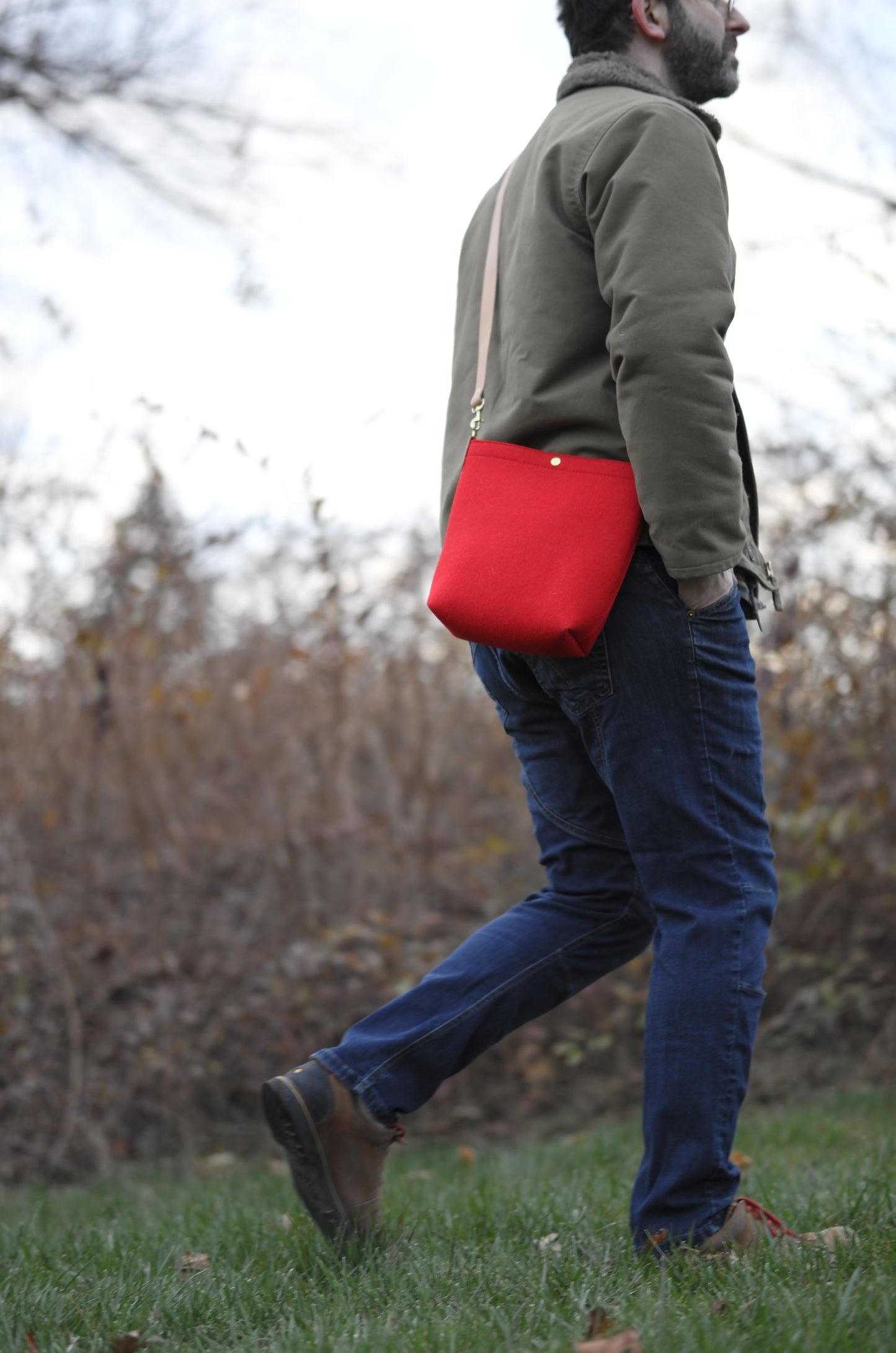Substation Tote - Red Felt Crossbody
