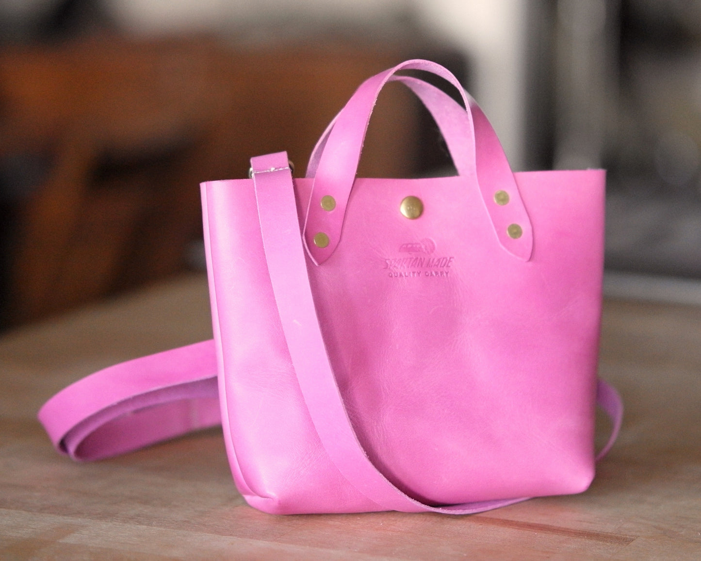 Mini Tote in Pink with Strap