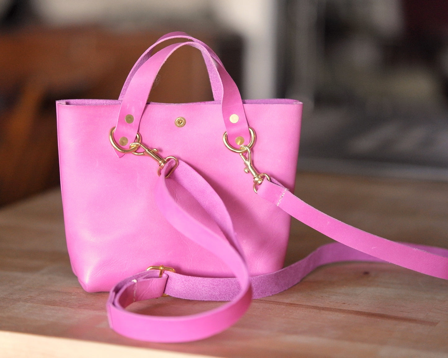 Mini Tote in Pink with Strap