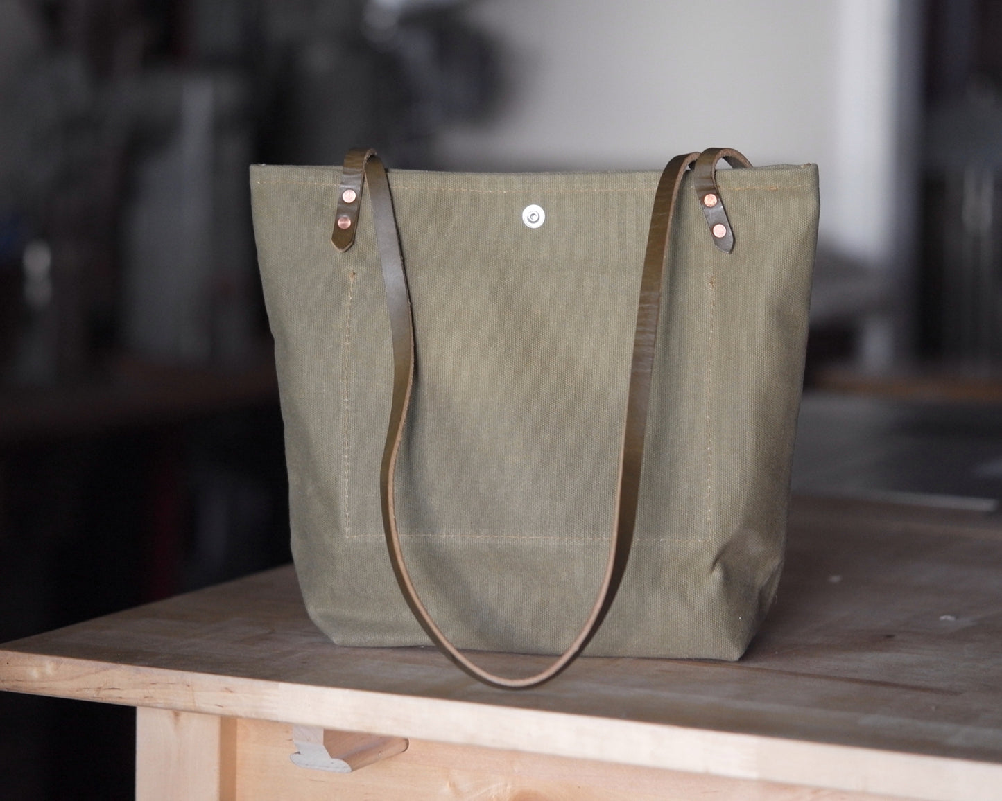 Station Tote - Olive Shoulder