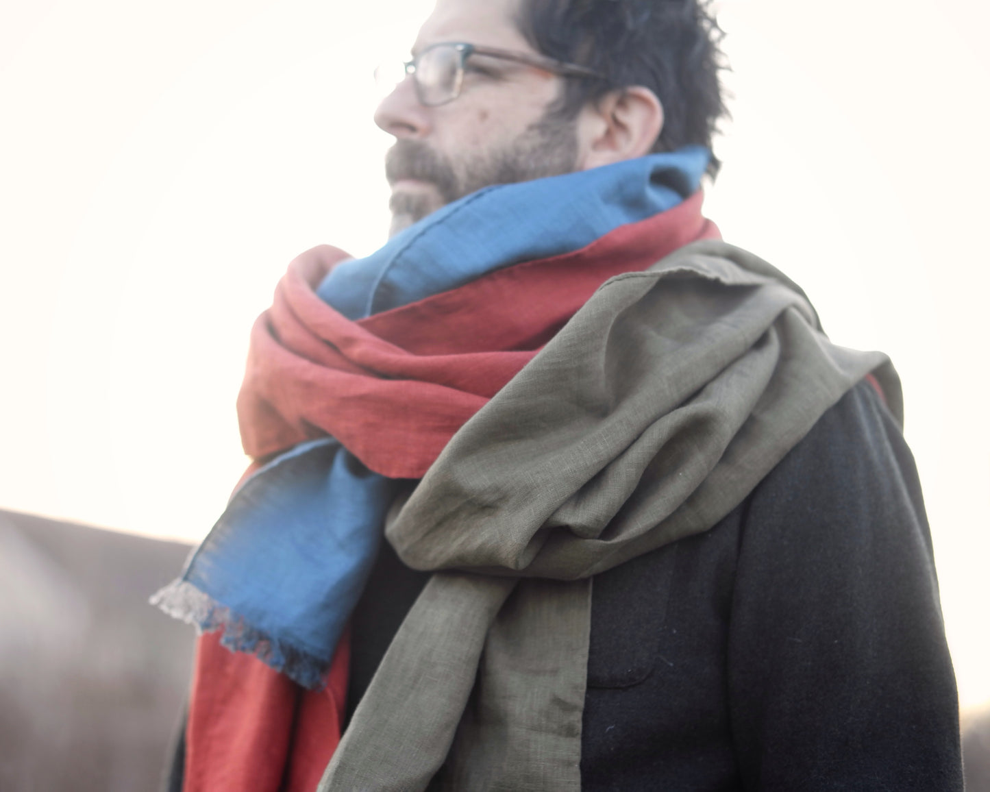 Linen Scarf in Lapis