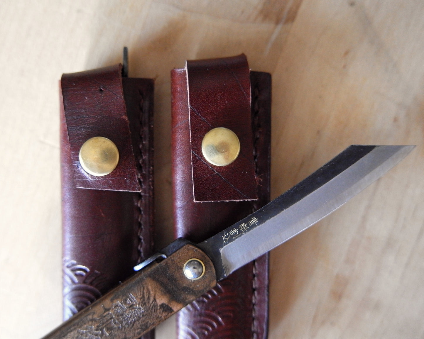 Large Japanese Folding Knife with Iron Handle