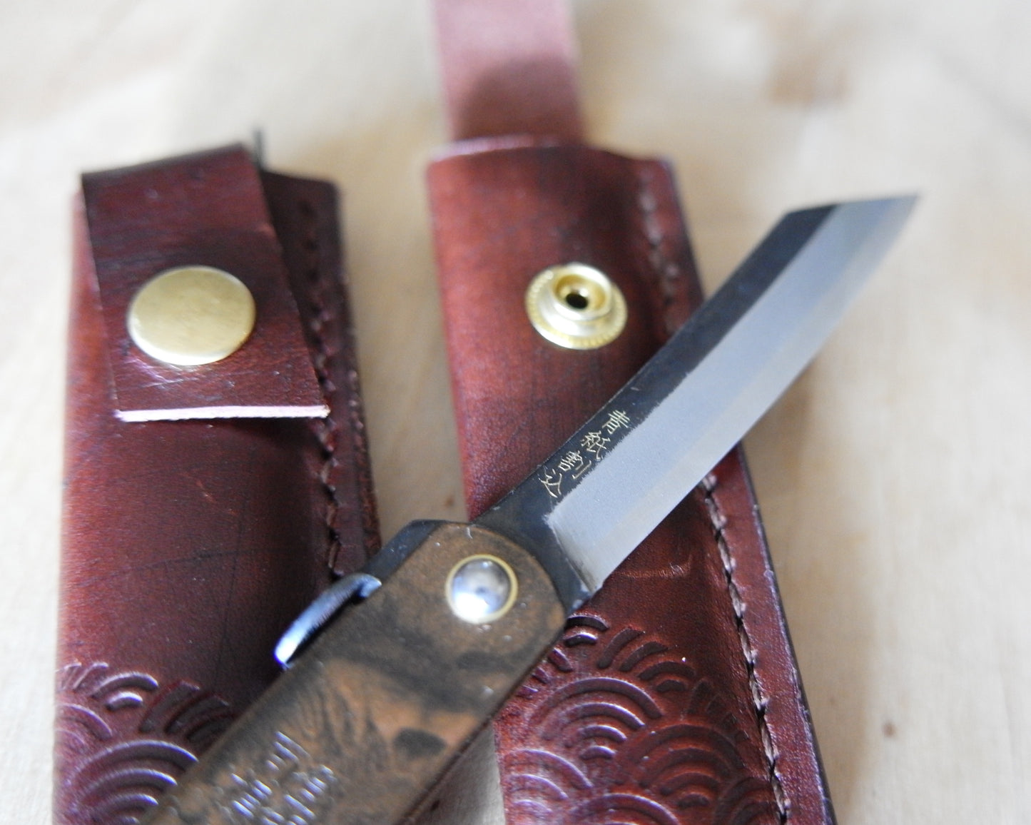 Large Japanese Folding Knife with Iron Handle