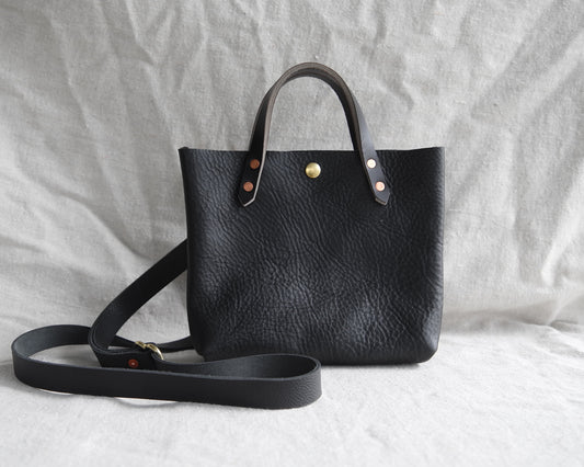 Mini Tote in Black Leather