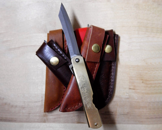Large Japanese Folding Knife with Brass Handle