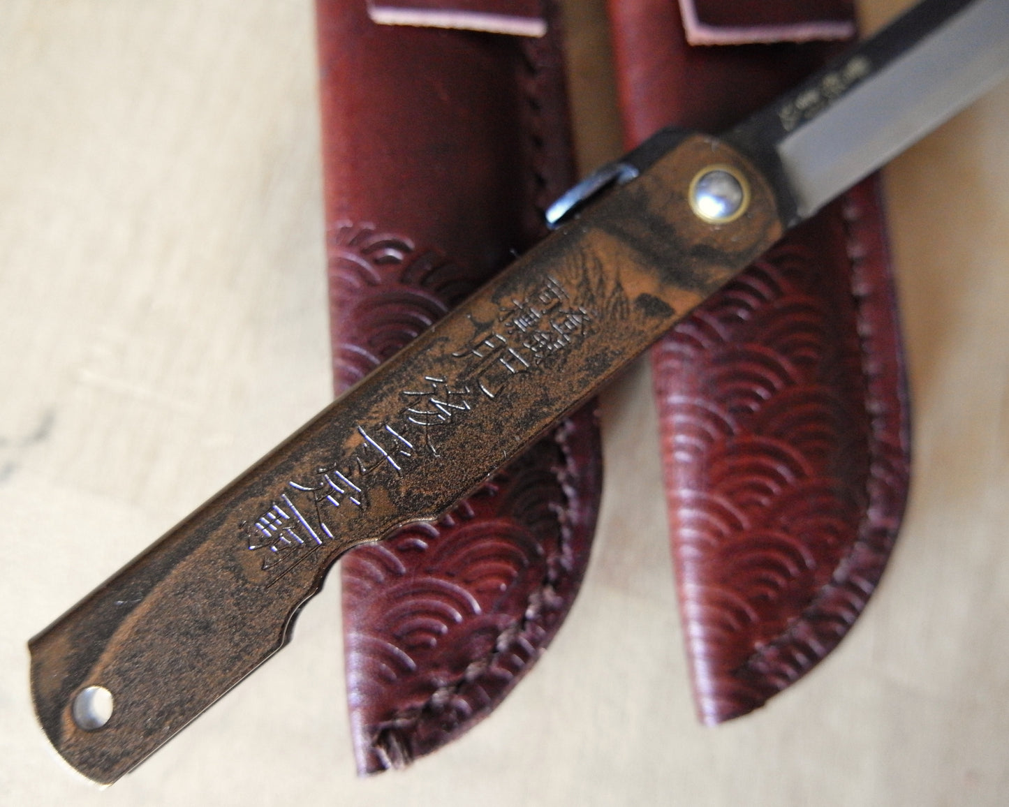 Large Japanese Folding Knife with Iron Handle