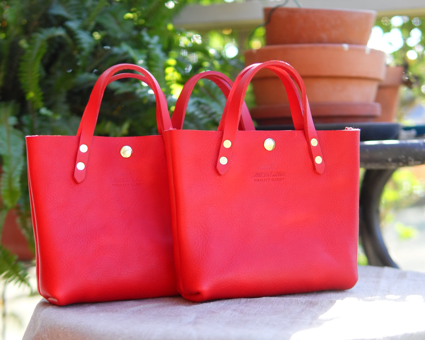 Mini Tote in Red Leather