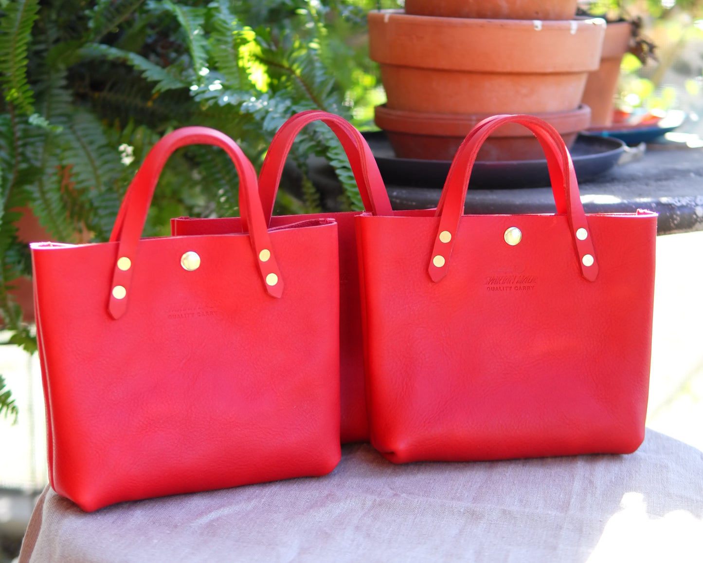 Mini Tote in Red Leather