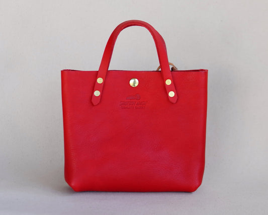 Mini Tote in Red Leather