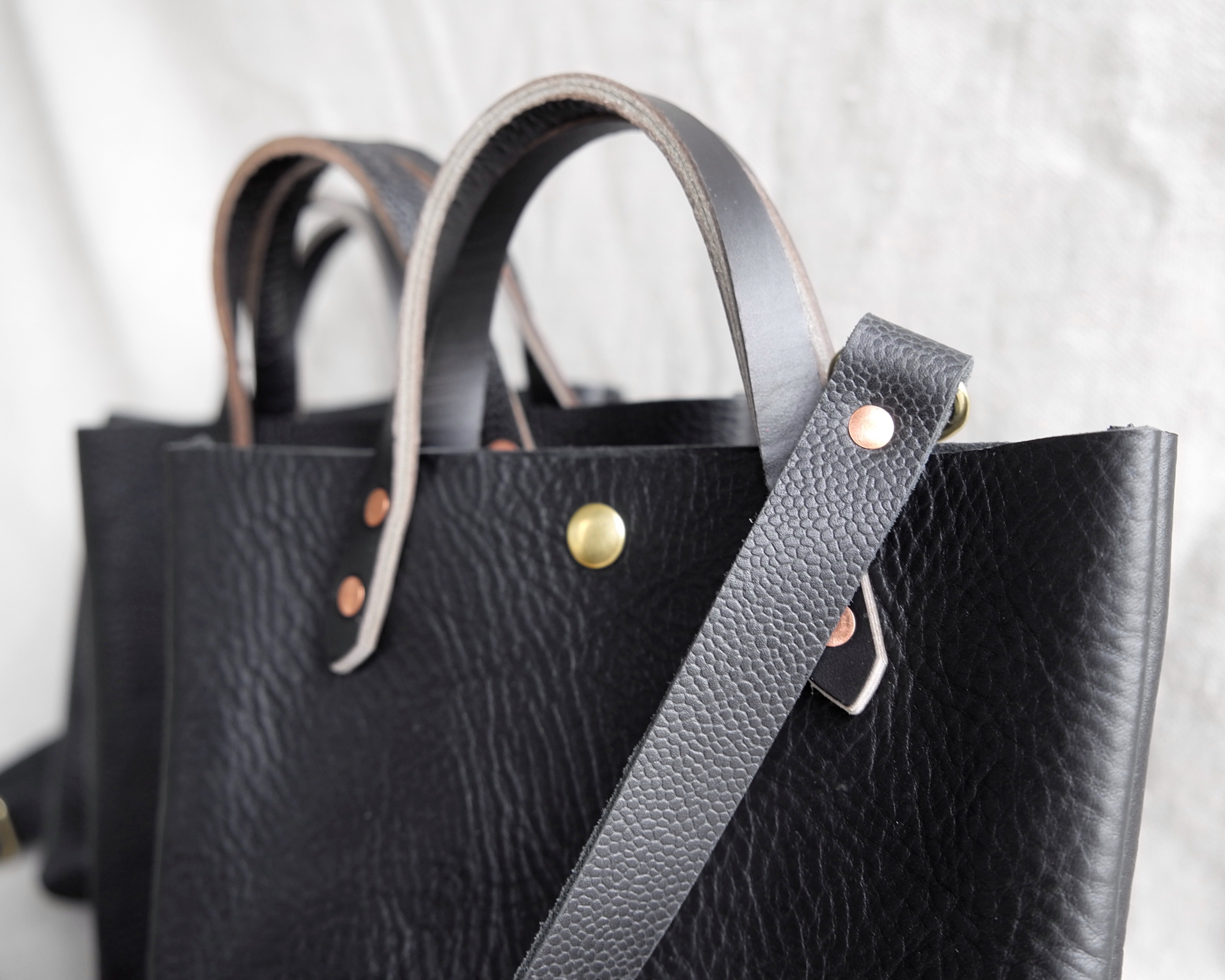 Mini Tote in Black Leather – Spartan Carry