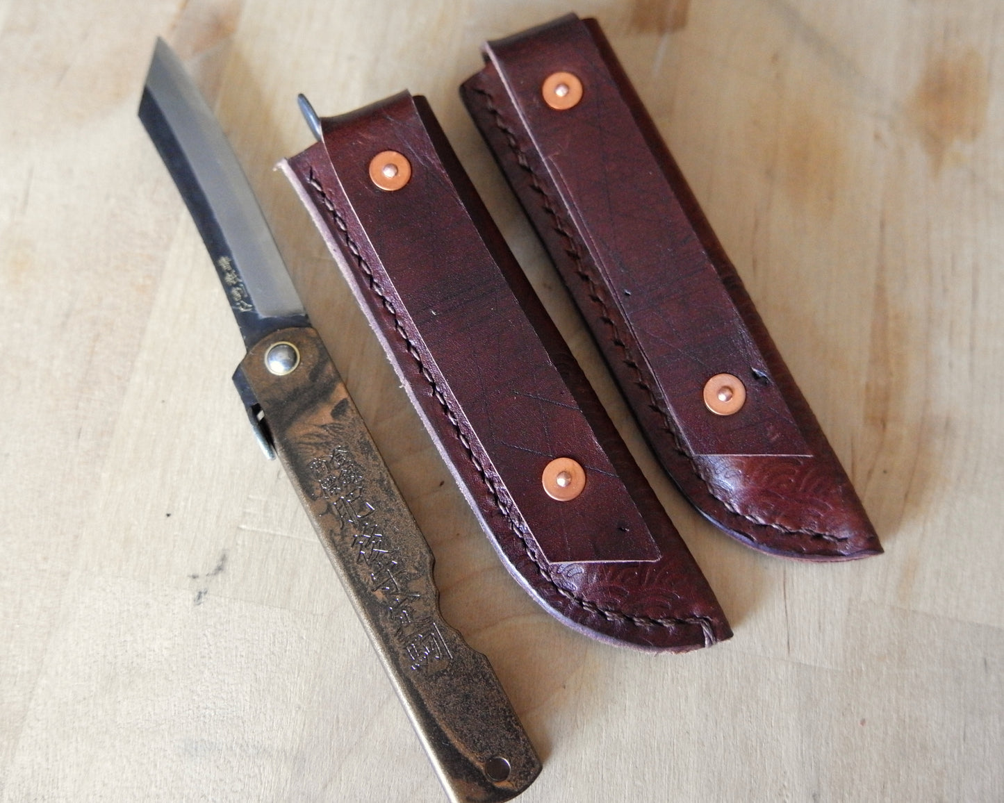 Large Japanese Folding Knife with Iron Handle