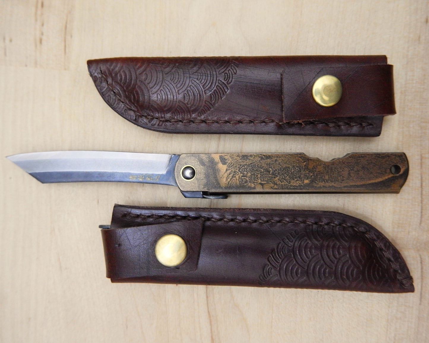 Large Japanese Folding Knife with Iron Handle