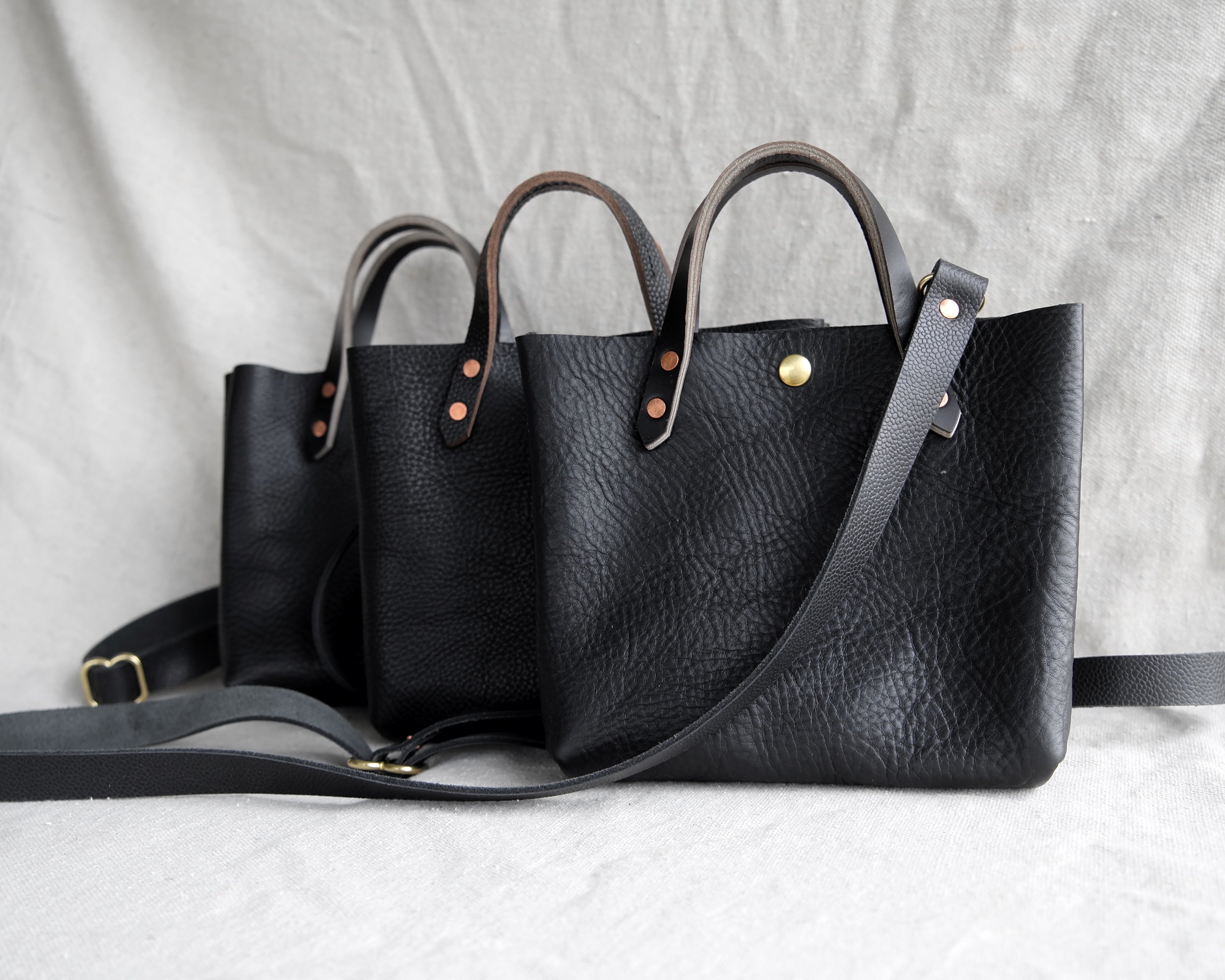 Mini Tote in Black Leather – Spartan Carry