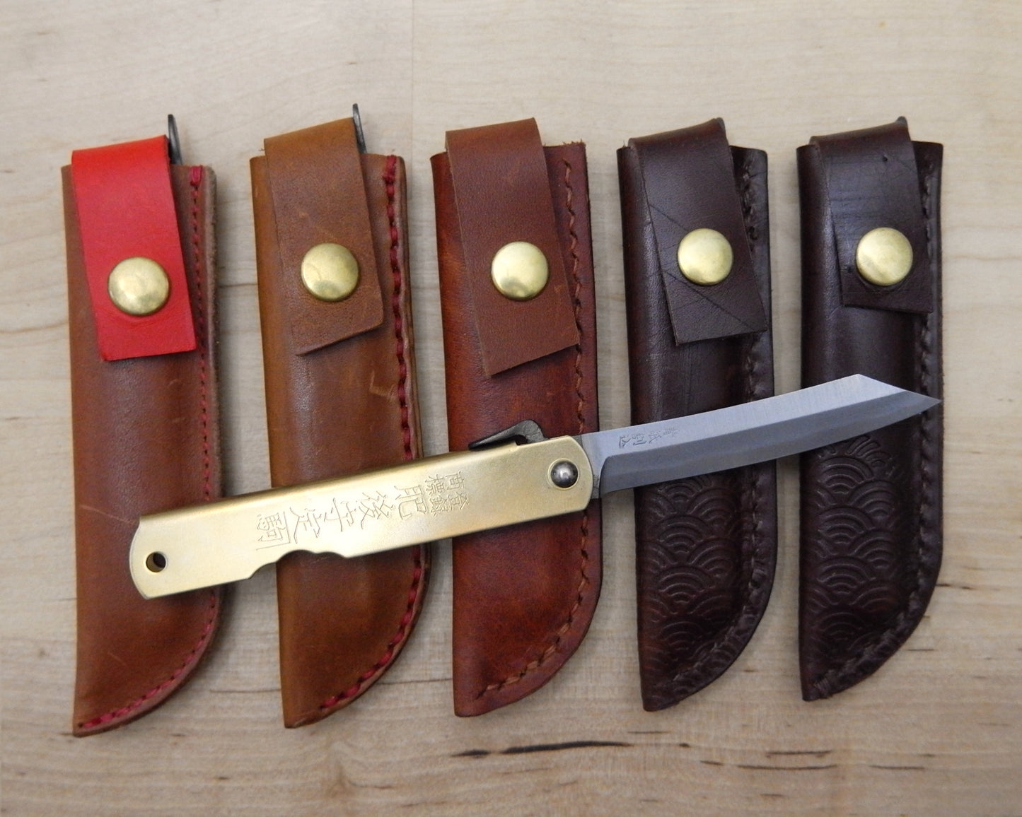 Large Japanese Folding Knife with Brass Handle