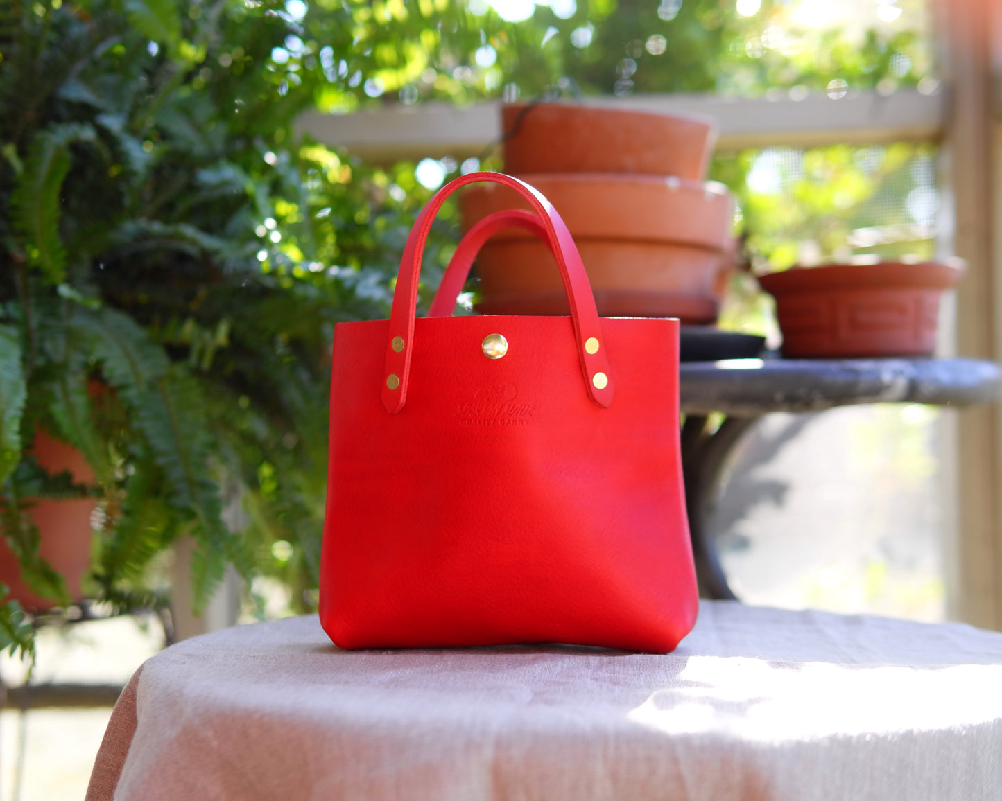 Mini Tote in Red Leather