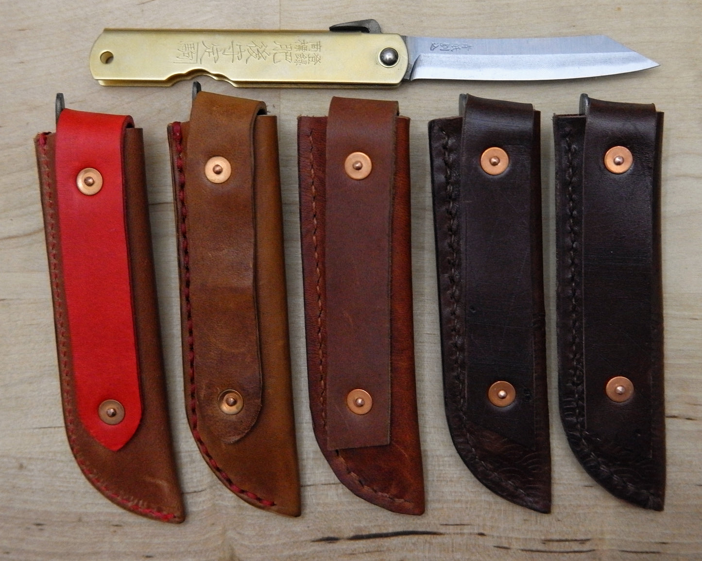 Large Japanese Folding Knife with Brass Handle