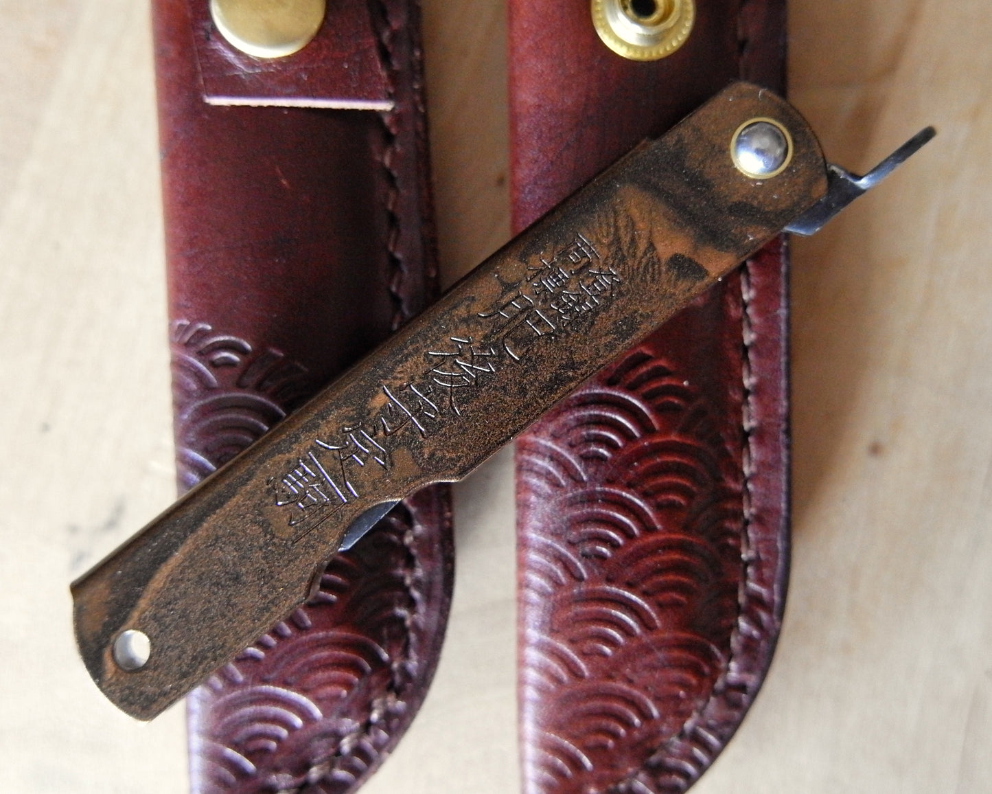 Large Japanese Folding Knife with Iron Handle