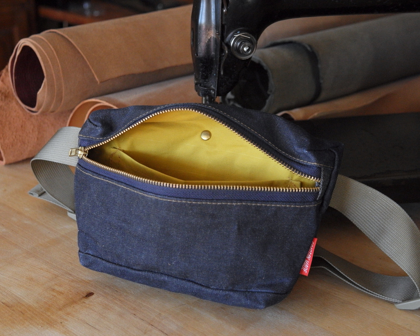 Fanny Pack in Raw Waxed Denim