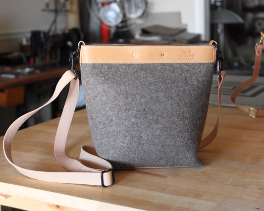 Station Tote - Brown Felt Crossbody