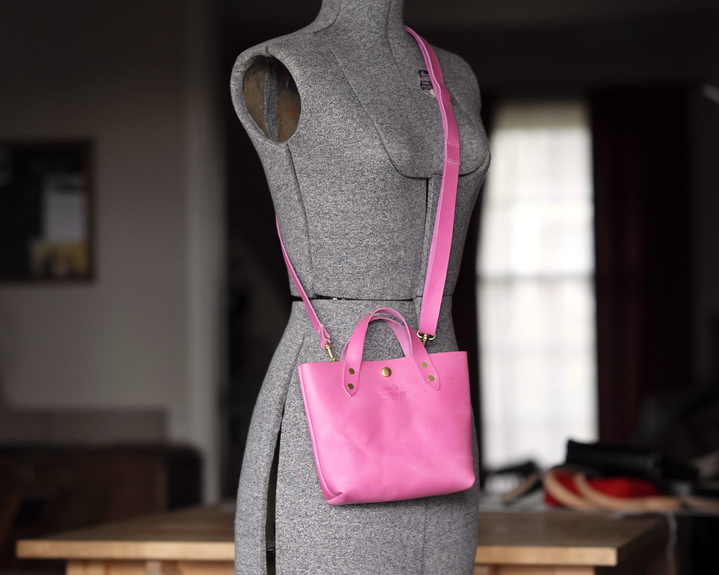 Mini Tote in Pink with Strap
