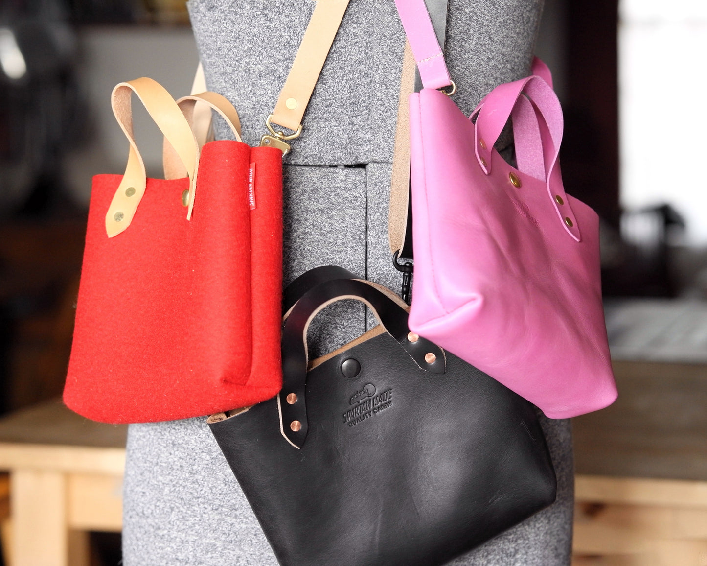 Mini Tote in Pink with Strap