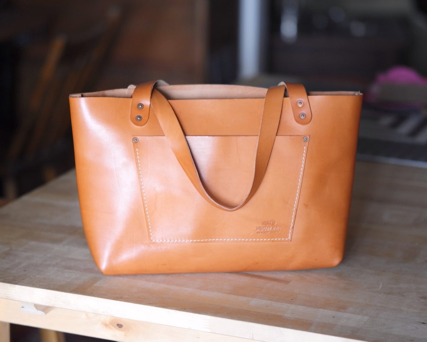 Leather Tote in Natural
