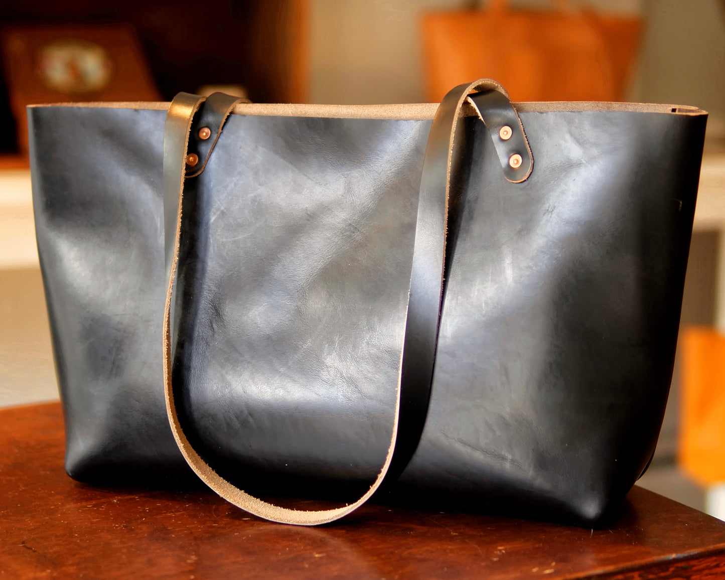 Leather Tote in Black