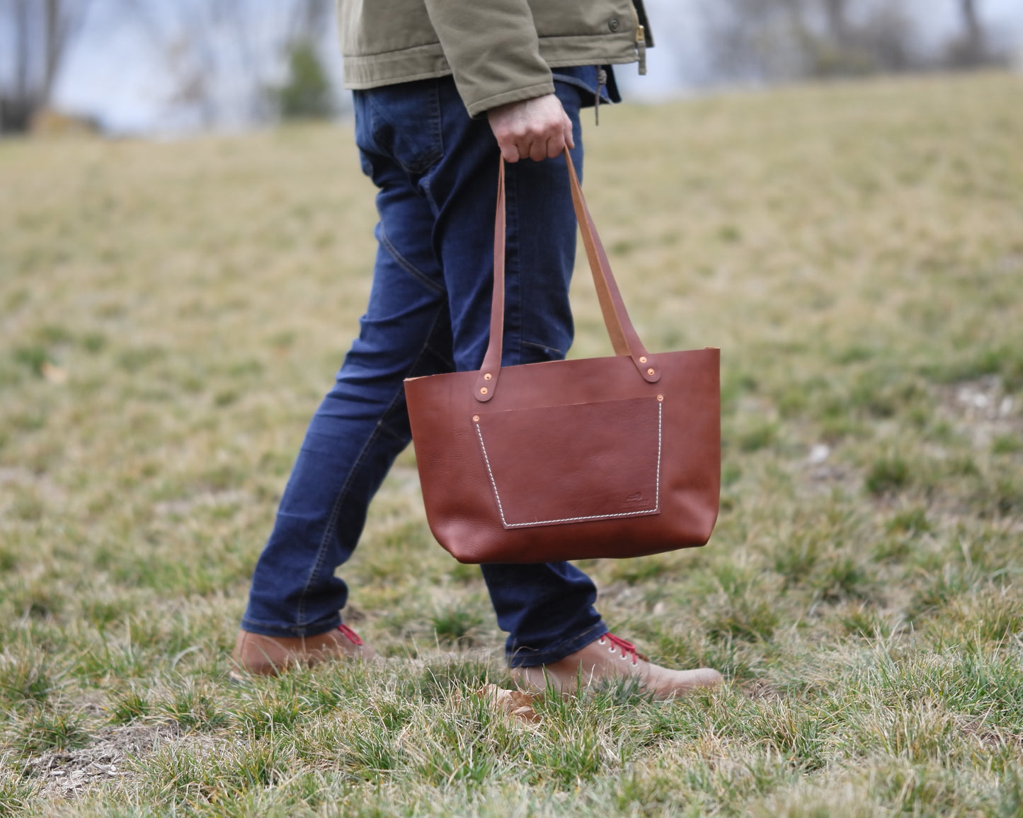 Leather Tote in Chestnut