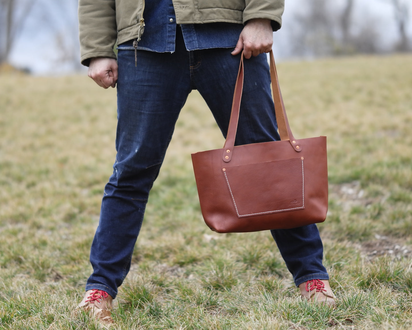 Leather Tote in Chestnut