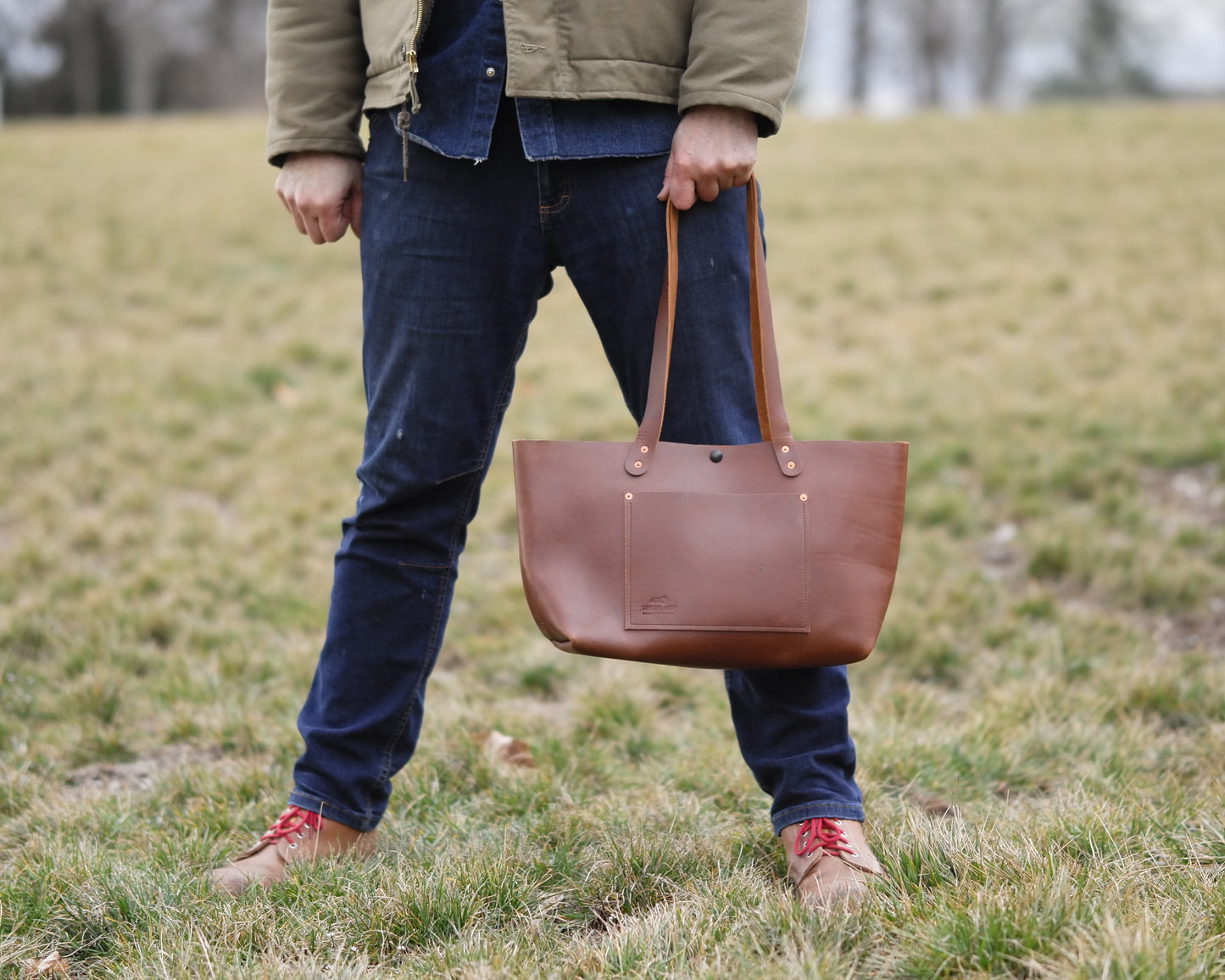 Leather Tote in Mocha
