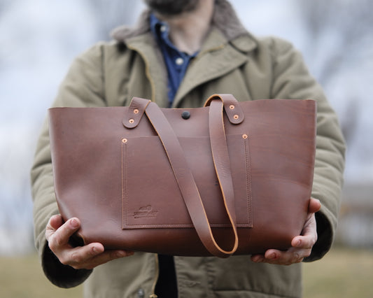 Leather Tote in Mocha