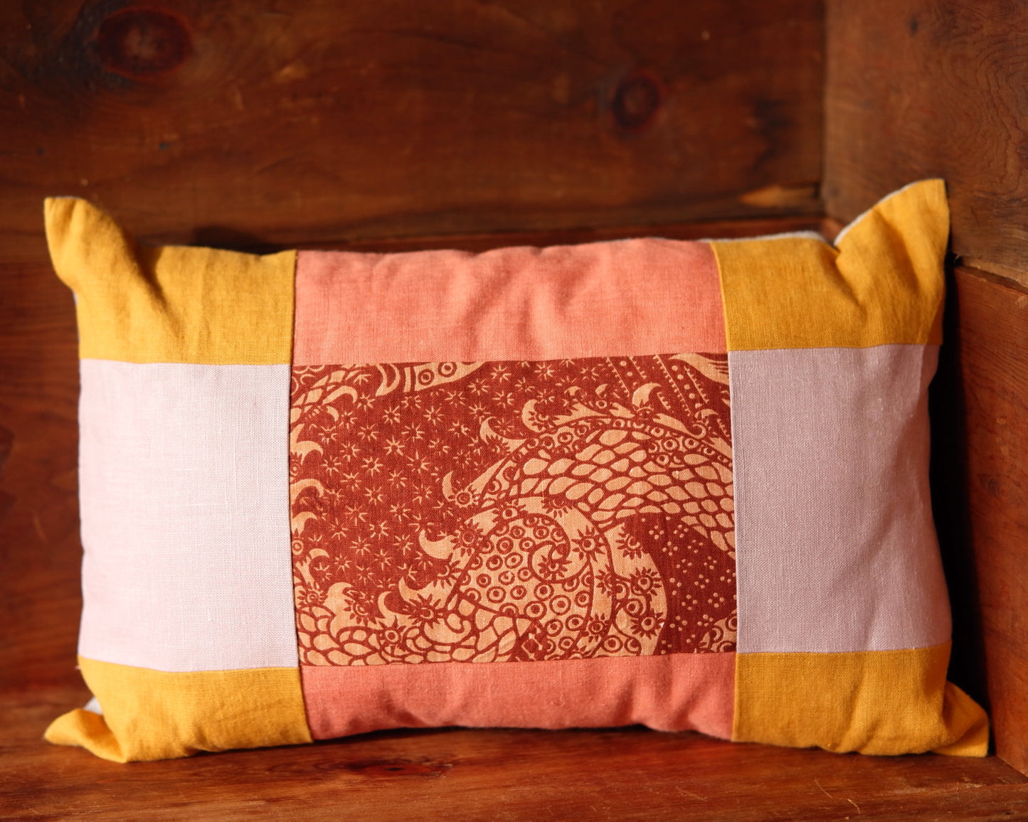 Pillow with Dragon Fabric