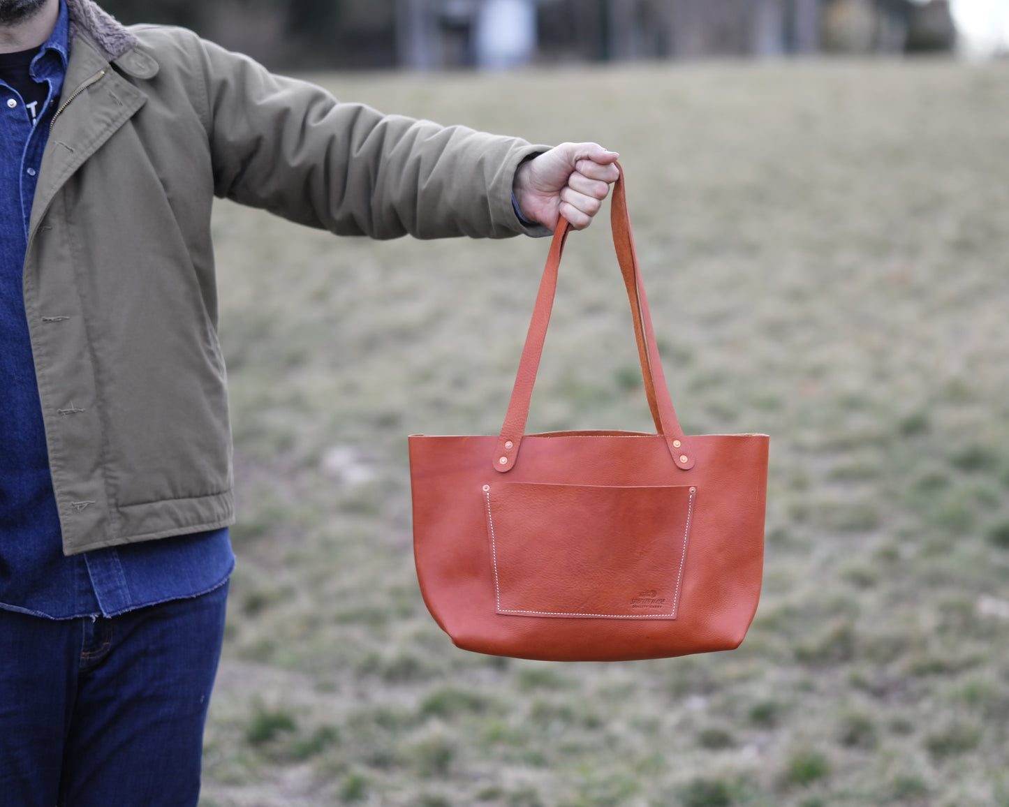 Leather Tote in Pebbled Whiskey