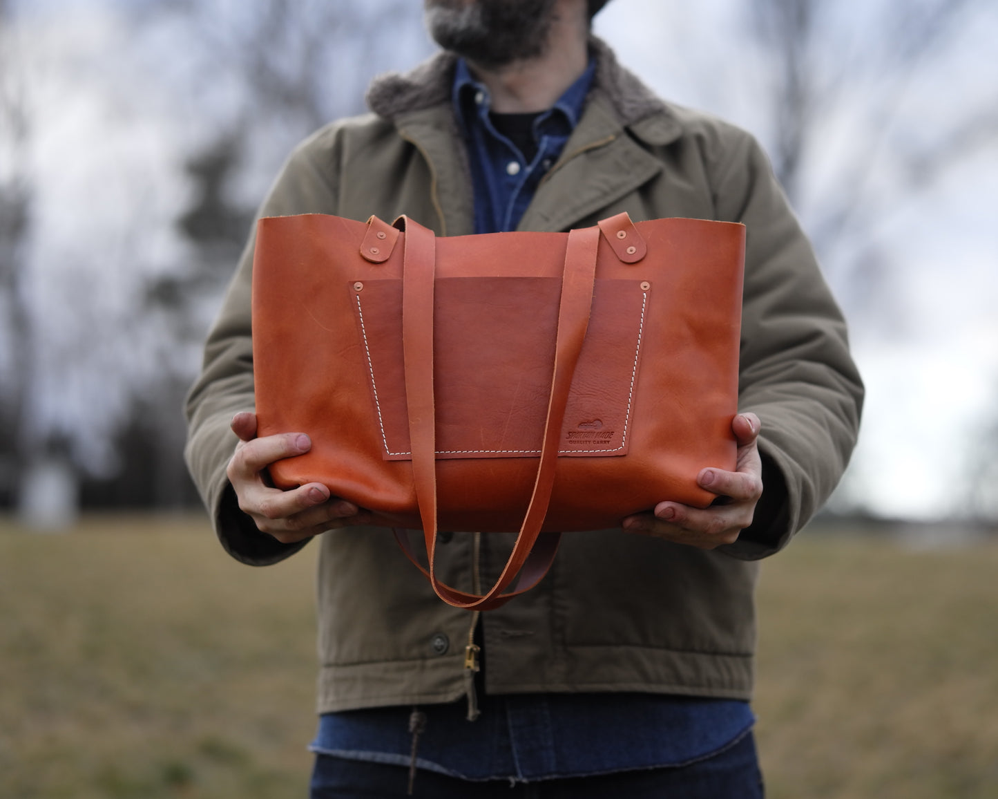Leather Tote in Smooth Whiskey