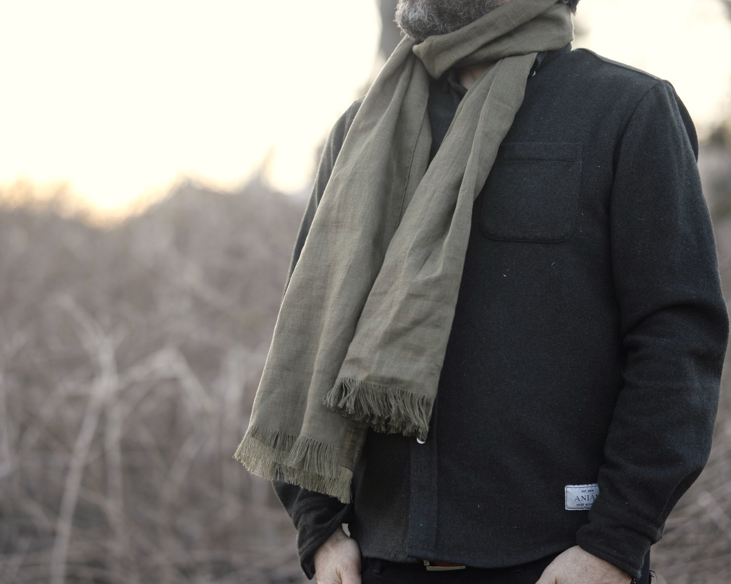 Linen Scarf in Olive